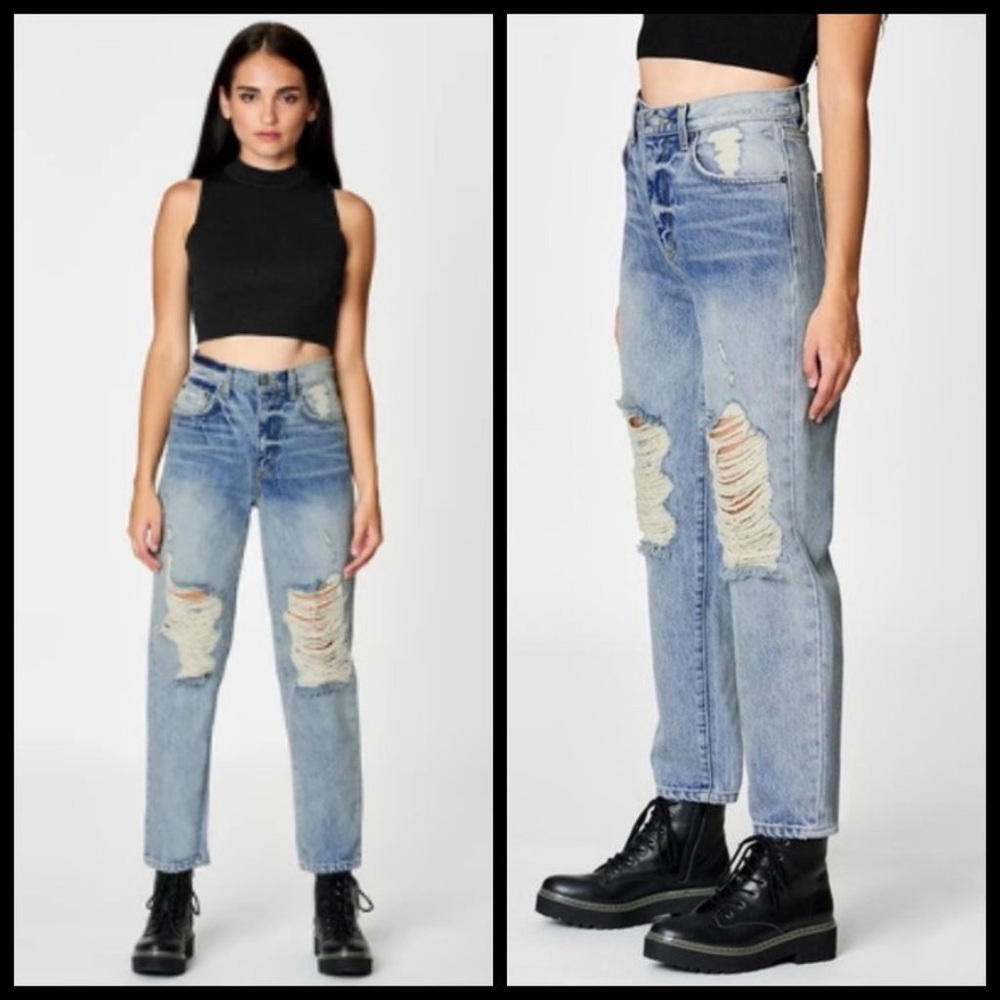 LF Carmar Denim Marietta Boyfriend Distressed High Rise Jeans dip dye Size 26.